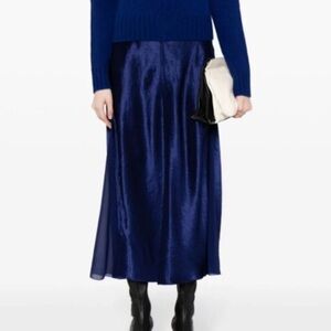 LIKE NEW Vince High Waist Satin Finish Blue Midi Skirt